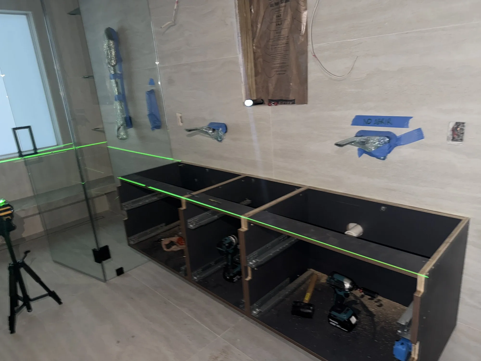 Walnut master bath, in progress